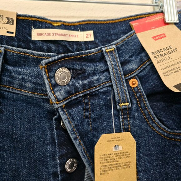 NWT Levi's Ribcage Straight Ankle Jeans Seamed Dark Wash Size 27 - Picture 4 of 8